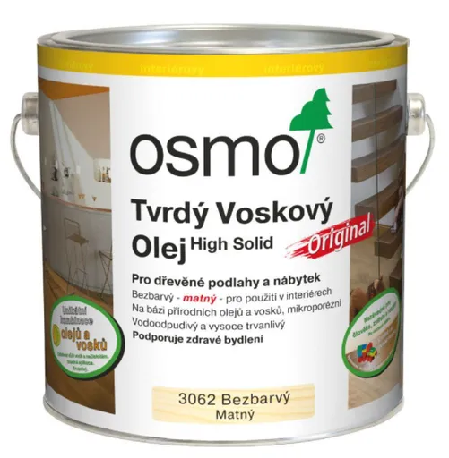 OSMO TVRDÝ VOSKOVÝ OLEJ ORIGINÁL - Olej na podlahy (3032 - bezfarebný hodvábny polomat, 0,375 L)
