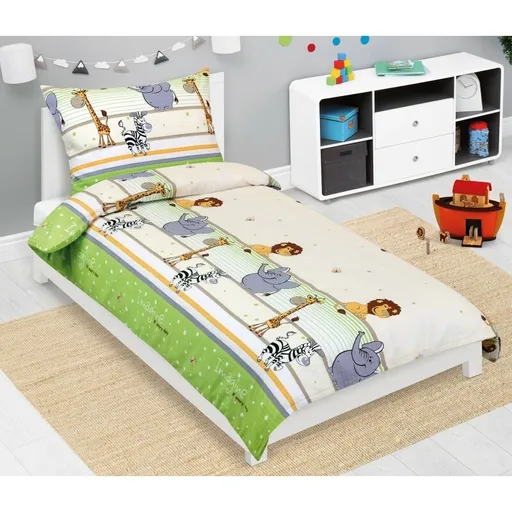 Bellatex Detské krepové obliečky Safari zelená, 140 x 200, 70 x 90 cm