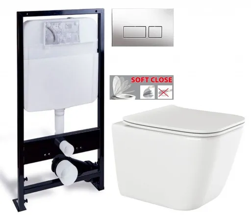 PRIM predstenový inštalačný systém s chrómovým tlačidlom 20/0041+ WC INVENA PAROS  + SEDADLO PRIM_20/0026 41 RO1