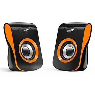 Genius reproduktory SP-Q180 31730026402, 2.0, 6W, černooranžové, regulace hlasitosti, stolní, 150Hz-20kHz