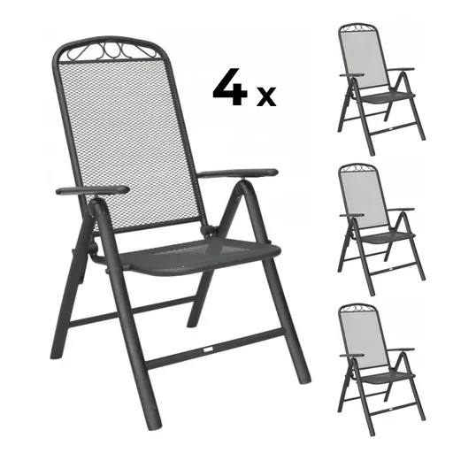 Elvisia Záhradné kovové stoličky BRIA | polohovacie 4 kusy