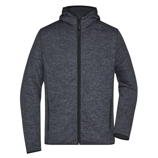 James & Nicholson (Daiber) Pánska mikina s kapucňou na zips JN589 - Tmavý melír / čierna | 2XL