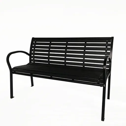 Lavička záhradná 125 x 60 x 80 cm, čierna, oceľ / plast