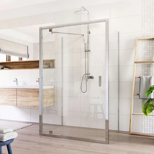 Mereo Sprchovací kút Lima, obdĺžnik do priestoru U, pivotový, 100x90x100 cm, chróm ALU, sklo Číre CK87873K