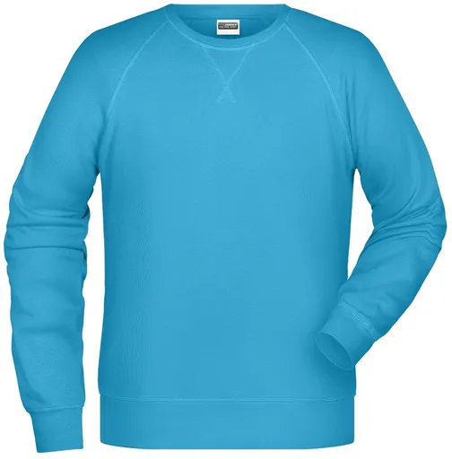 James & Nicholson (Daiber) Pánska mikina bez kapucne z biobavlny 8022 - Tyrkysová | 2XL