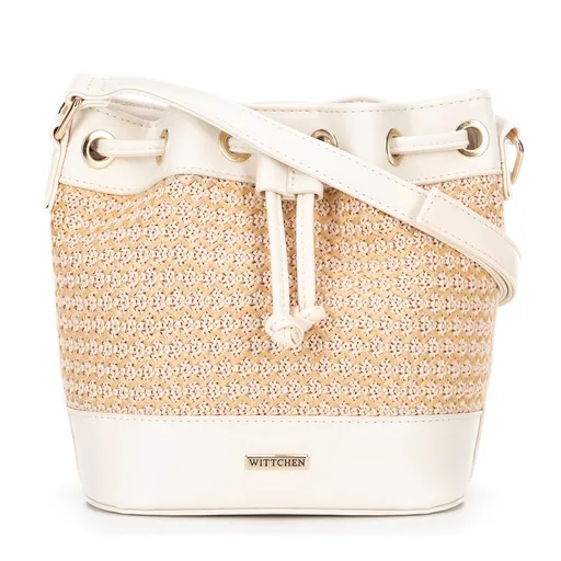 Dámska kabelka vak z výpletu krémovo-béžová 100-4Y-410-90