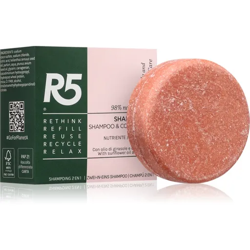 R5 Nourishing 2 in 1 tuhý šampón s vyživujúcim účinkom 70 g