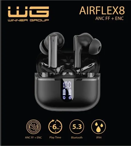 WG - Bluetooth slúchadlá WG AirFlex 8, ENC + ANC, čierna