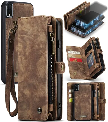 WALLET Obal s peňaženkou 2v1 pre Apple iPhone XR hnedý