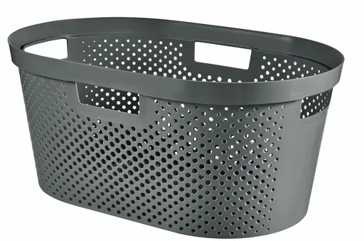 CURVER Kôš na čistú bielizeň INFINITY DOTS 40L recyklovaný plast | tmavosivá