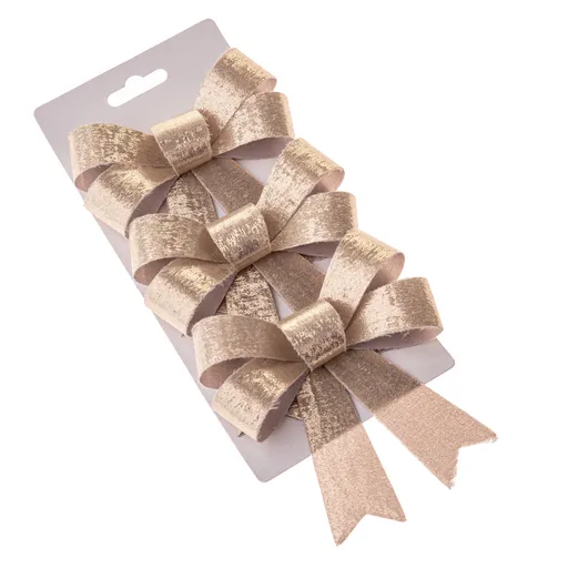 Set vianočných mašlí 10 x 13 cm, champagne, 3 ks, 7 cm