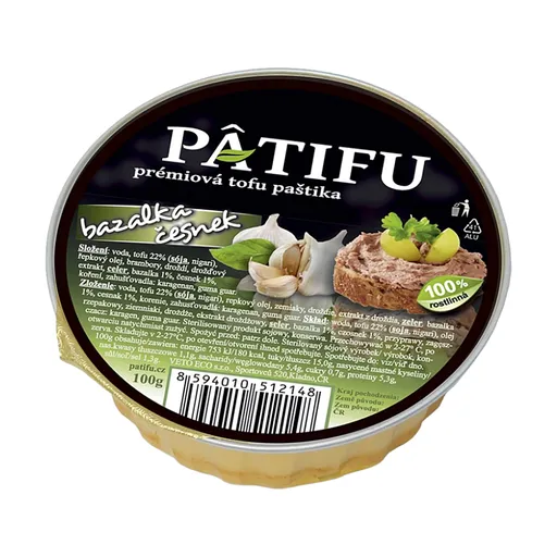 PATIFU ​​Prémiová tofu paštéta bazalka a cesnak 100 g