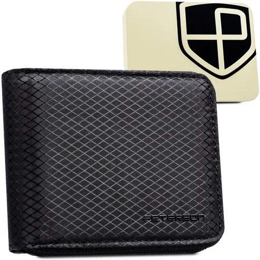 Čierna pánska peňaženka s módnym geometrickým vzorom - Peterson