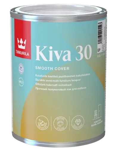 KIVA 30 - Interiérový nežltnúci lak na nábytok bezfarebný polomatný 0,9 L