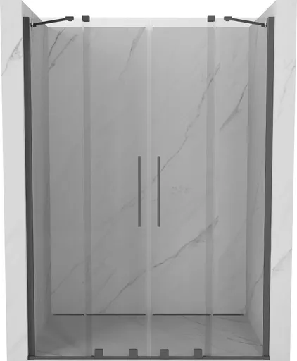 MEXEN/S - Velar Duo posuvné sprchové dvere 160, transparent, šedá kartáčovaná 871-160-000-02-66