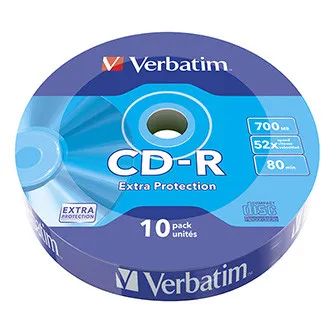 Verbatim CD-R, 43725, Extra Protection, 10-pack, 700MB, 52x, 80min., 12cm, bez možnosti potlače, wrap, pre archiváciu dať