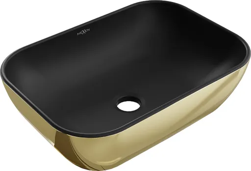 MEXEN - Rita umývadlo na dosku 45 x 32, čierna mat/zlatá 21084576