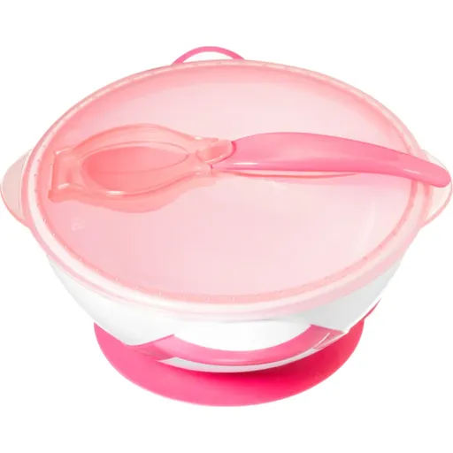 BabyOno Be Active Suction Bowl with Spoon jedálenská sada Pink 6 m+ 2 ks