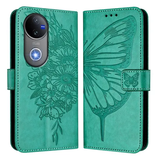 ART BUTTERFLY Peňaženkový obal pre Vivo V50 5G zelený