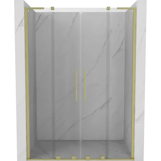 MEXEN/S - Velar L Duo posuvné sprchové dvere 140, transparent, zlatá kartáčovaná 871-140-003-02-55