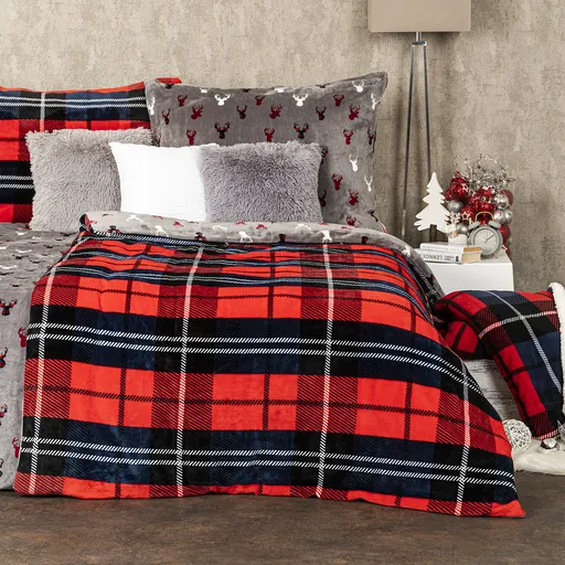 4Home obliečky mikroflanel Kocka červená, 140 x 220 cm, 70 x 90 cm