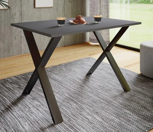 VCM Jídelní stůl Xona 140x80 X-nohy, antracit