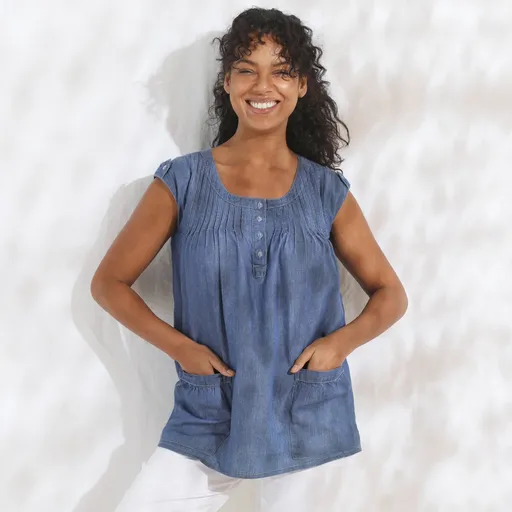 Denimová tunika s gombíkovou légou