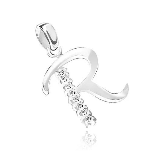 Strieborný prívesok 925, písmeno R so zirkónovou líniou