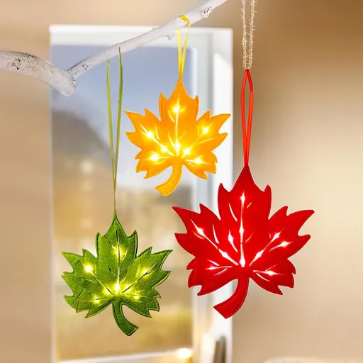 Weltbild LED Závěsné filcové dekorace Javorové listy, sada 3 ks