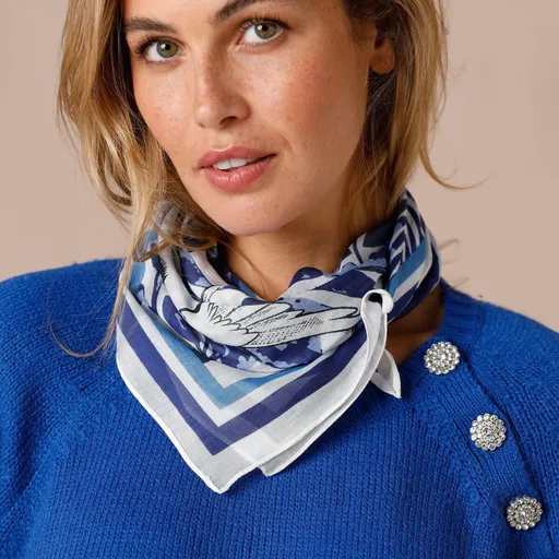 Šatka z bavlneného voálu s potlačou lastovičiek