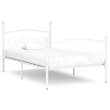 Rám postele s latkovým roštom biely kov 100 × 200 cm (284448)