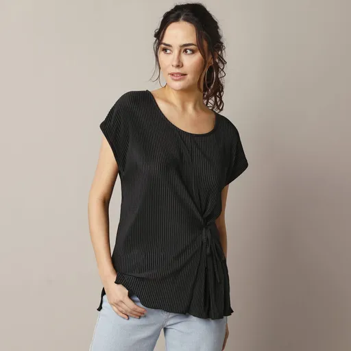 Tunikové tričko z lesklého plisovaného úpletu