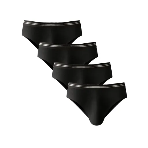 Súprava 4 čiernych slipov s pruhovaným pásom