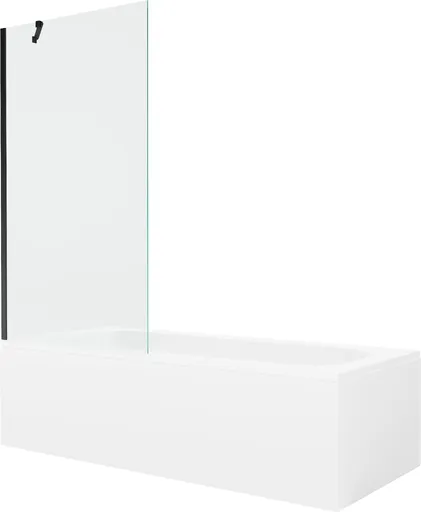 MEXEN/S - Vega obdĺžniková vaňa 160 x 70 cm s panelom + vaňová zástena 90, transparent, čierna 550116070X9509000070