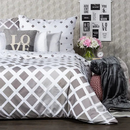 4Home Obliečky Geometric sivá micro, 140 x 200 cm, 70 x 90 cm