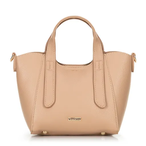 Dámsky malý kabelka s odnímateľným vreckom, béžový, 100-4Y-214-9