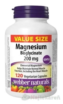WEBBER NATURALS Magnézium bisglycinát 200mg 120 kapsúl