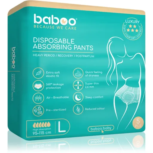 Baboo Disposable Absorbing Pants jednorazové plienkové nohavičky veľkosť L 5 ks