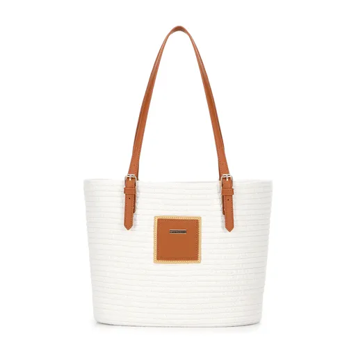 Dámsky košík zo zmesi bavlny sivobiely 100-4Y-901-0