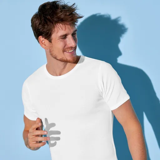 Biele spodné tričko s okrúhlym výstrihom, súprava 6 ks