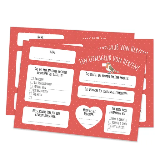 Spielehelden Svadobné pohľadnice so srdečným pozdravom 50 ks. DIN A6 extra silné: 300g/m²