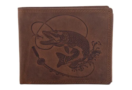 Pánska peňaženka MERCUCIO svetlohnedá embos šťuka s udicou 2911908