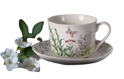 VERONI - Šálka s podšálkou Jardin