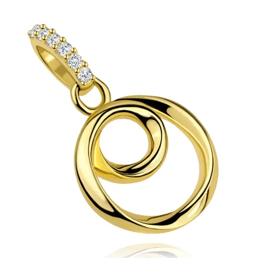 Zlatý prívesok 9K zo žltého zlata s dvojitým kruhom a zirkónovým očkom