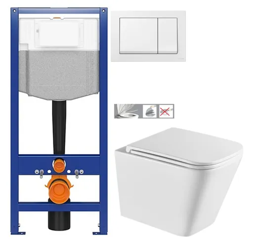 CERSANIT predstenový inštalačný systém s bielym tlačidlom K97-516 + WC INVENA FLORINA WITH SOFT  se sedlem RIMLESS K97-526 516 FL1