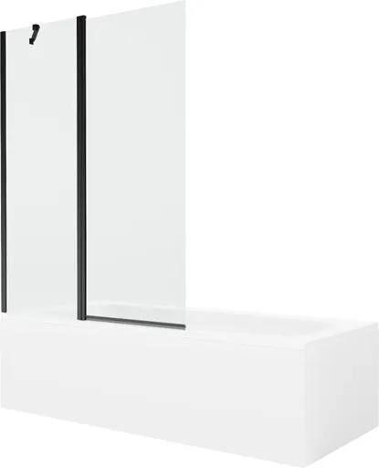 MEXEN/S - Vega obdĺžniková vaňa 150 x 70 cm s panelom + vaňová zástena 120, transparent, čierna 550115070X9412117000