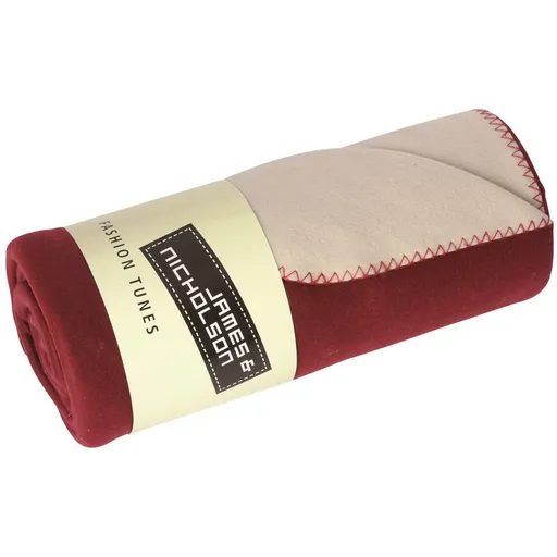 James & Nicholson (Daiber) Fleece deka 150x170 cm JN952 - Bordeaux / smotanová | 150 x 170 cm