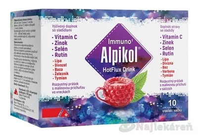 Alpikol HotFlux Drink s príchuťou malina 10 vreciek