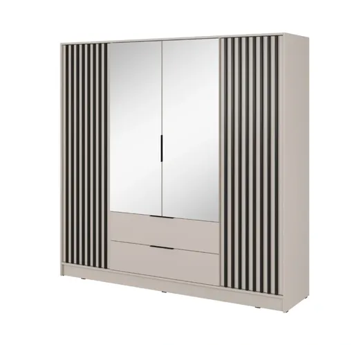 ArtPS Šatníková skriňa KELLY 4D so zrkadlom | cashmere