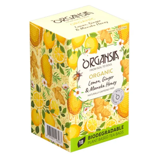 ORGANSIA Lemon ginger & Manuka honey ovocno-bylinný čaj BIO 18 sáčkov